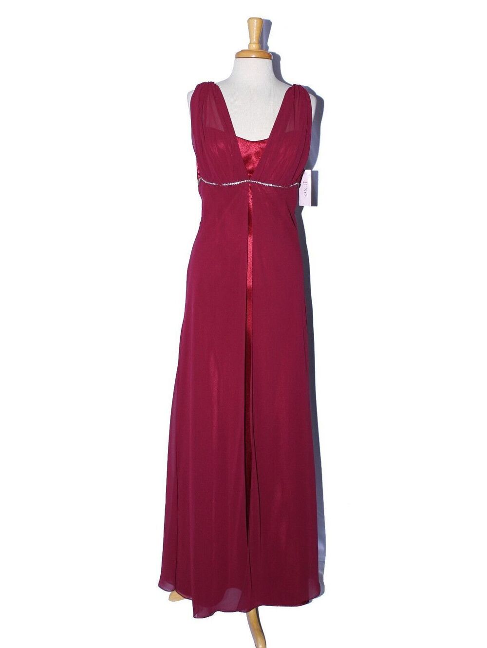 NWT Juno #775 Chiffon and Satin Vintage Bridesmaid Dress-Sizes XL-BURGUNDY
